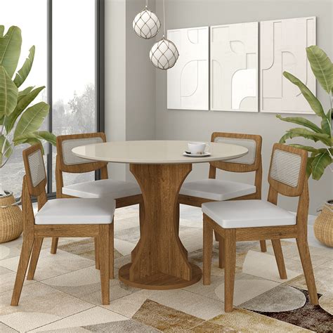 Sala De Jantar Redonda 4 Cadeiras - Mesa Para Sala de Jantar Redonda Linares Com 4 Cadeiras Sextavada ...