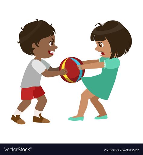 Boy Taking Away A Ball From Girl Part Of Bad Vector Image