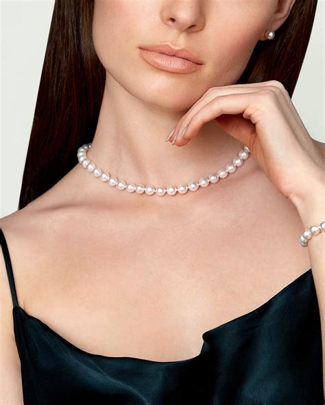 Mm Japanese Akoya White Pearl Necklace Aa Quality