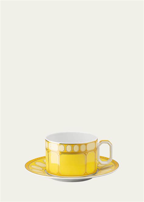 SWAROVSKI Signum Tea Cup Saucer Jonquil Yellow Bergdorf Goodman