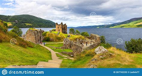 Ruins Of Urquhart Castle Along Loch Ness Scotland Stock Photo Image