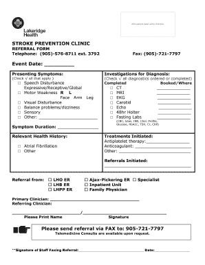 Fillable Online Stroke Prevention Clinic Cesnstroke Ca Fax Email