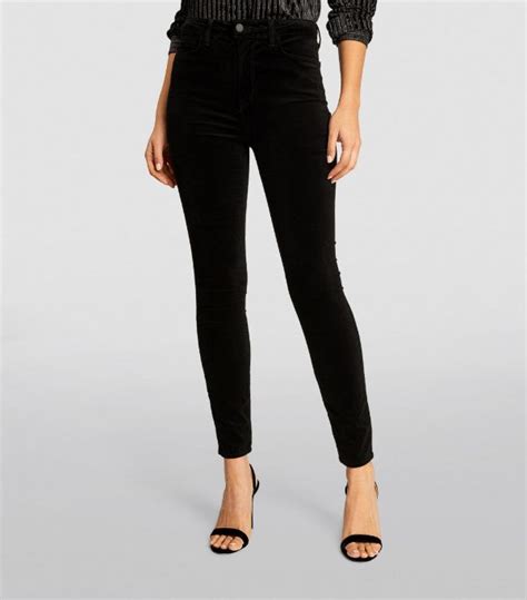 Womens L Agence Black Velvet Monique Skinny Jeans Harrods UK