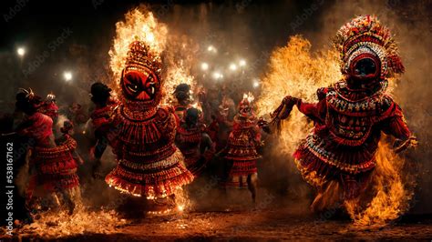 Ai Generated Image Of Artists Performing The Traditional Theyyam Dance