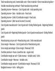 Acct Test Docx Total Manufacturing Costs Inventoriable Costs