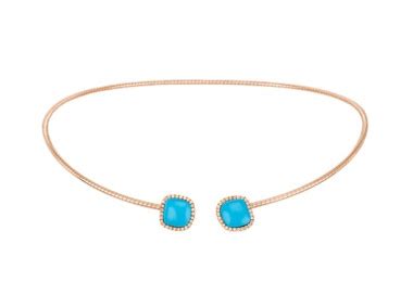 Choker Chantecler Enchanté in oro rosa 18Kt diamanti e turchese