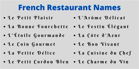 700 Cute French Restaurant Names