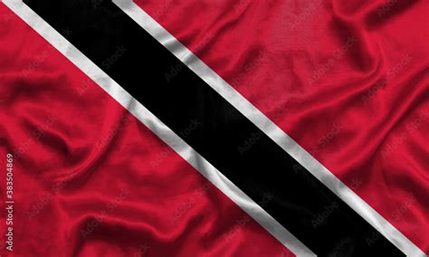 Trinidad And Tobago National Flag Background With Fabric Texture Flag