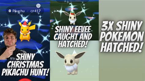 Shiny Christmas Pikachu Hunt Shiny Costume Eevee CAUGHT And HATCHED In