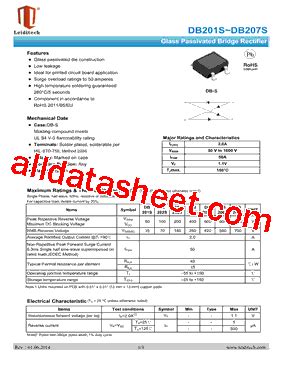 DB207S Datasheet PDF Shanghai Leiditech Electronic Technology Co Ltd