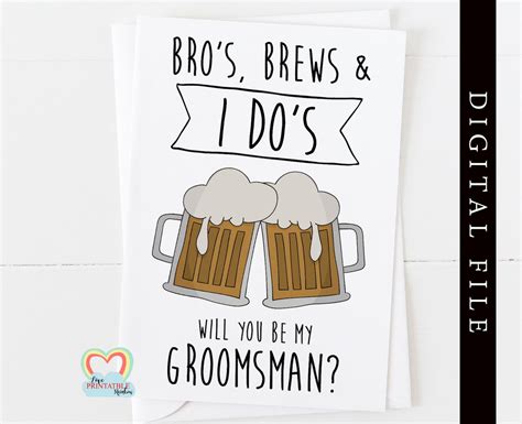 Groomsman Proposal Printable Will You Be My Groomsman Bros Etsy Canada