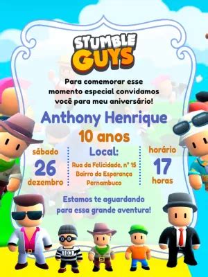 Convite Anivers Rio Stumble Guys Edite Gr Tis Nosso Editor Online