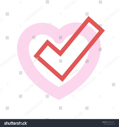 Check Mark Heart Icon Trendy Flat Vector De Stock Libre De Regalías