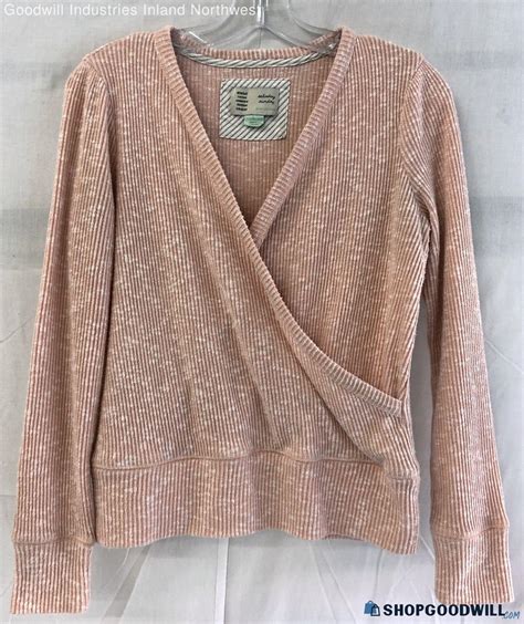 Women S Saturday Sunday Anthropologie Pink Ribbed V Neck Wrap Sweater