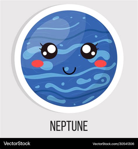 Cartoon Cute Neptune Planet Isolated On White Vector Image