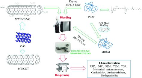 Schematic Of Fabricating Pbat Mwcnt Zno And Mpbat Mwcnt Zno