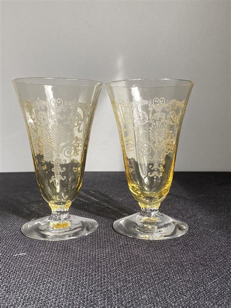 Fostoria Versailles Topaz Yellow Oz Footed Tumbler Set Of Two Ebay