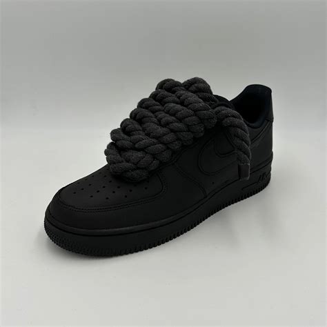 Nike Air Force 1 Matt Black Rope Laces Antracite In 2024 Nike Air