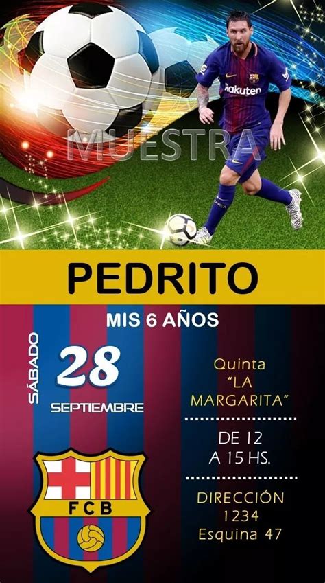 Invitacion Digital Barcelona Messi Whatsapp Tarjeta Imprimib