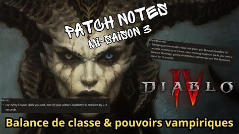 PAS DE NERFS NOTES DE MISE À JOUR MI SAISON 3 Équilibre des classes