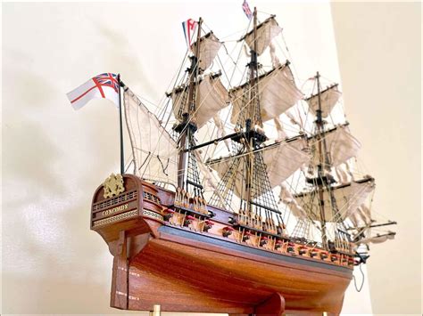 Model Sailing Ship Hms Concorde Golden British Lion Figurehead