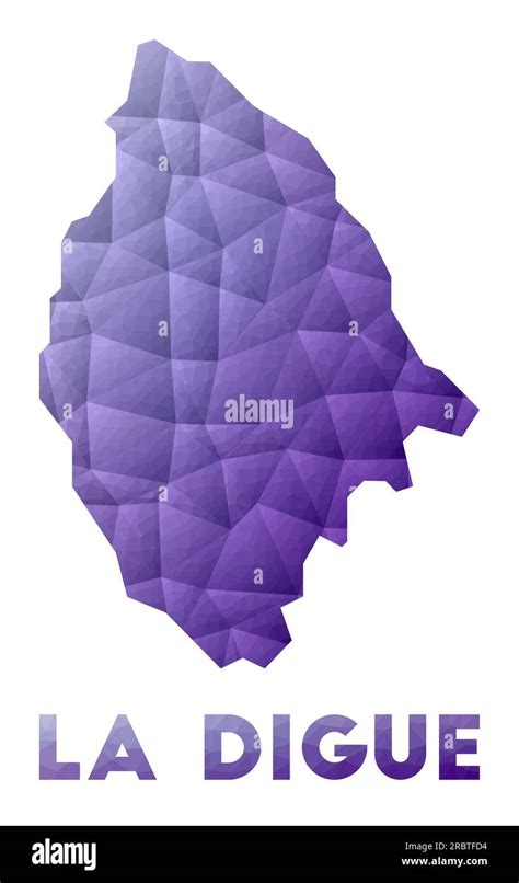 Map Of La Digue Low Poly Illustration Of The Island Purple Geometric