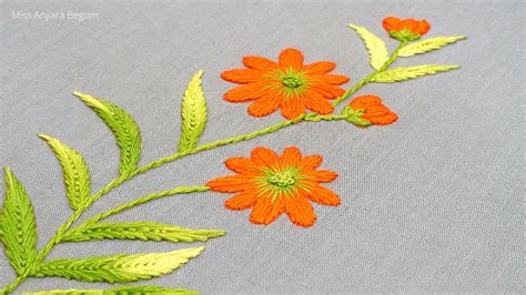 Hand Embroidery Satin Stitch Flower Design Tutorial Step By Step