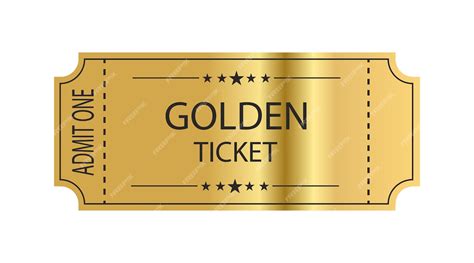 Premium Vector Golden Ticket With Stars And The Inscription Admit One