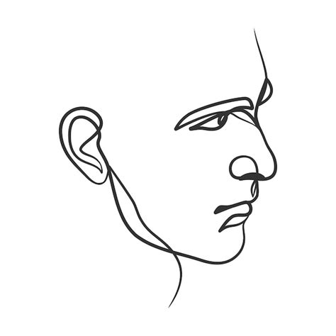 Premium Vector Continuous Line Art Drawing Of Man Face One Line Man