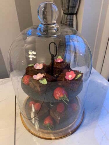 Artesa 2 Tier Wood Slate And Glass Dome Cake Centrepiece Serving