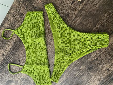 Free Shipping Triangle Ruffles Crochet Bikini Set Jkp