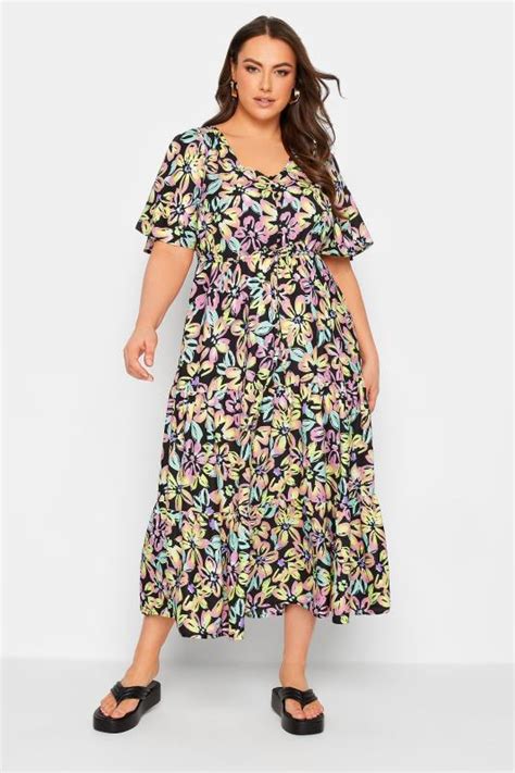 Limited Collection Plus Size Curve Black Floral Print Midaxi Smock