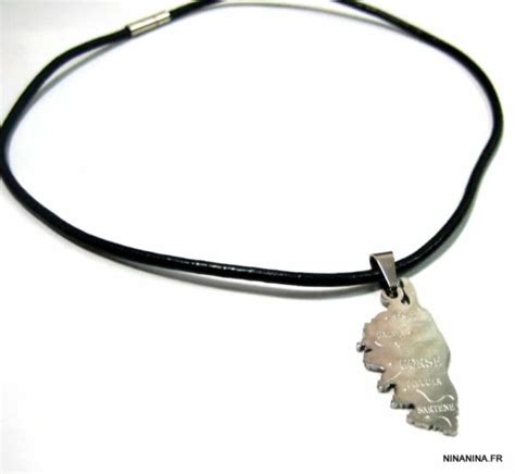 Collier Homme Cordon Cuir CORSE Acier Inoxydable Ninanina