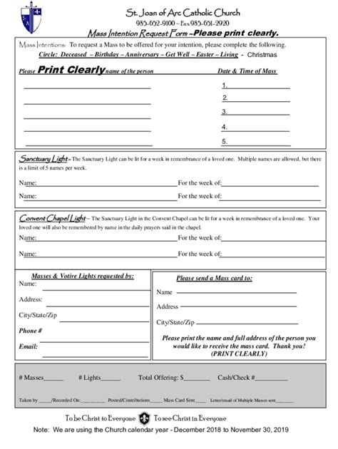 Fillable Online Mass Intention Request Form Please Print Clearly Fax Email Print Pdffiller