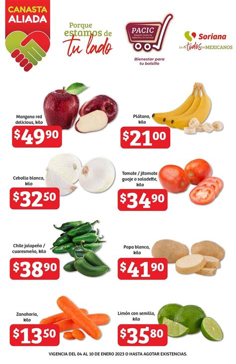 Ofertas Soriana Canasta Aliada Frutas Y Verduras 4 Al 10 De Enero 2023