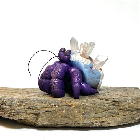 Crystal Hermit Crab Sculpture Polymer Clay Hermit Crab Crab