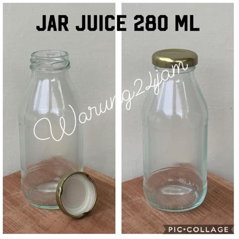 Jual Toples Jar Botol Juice Jus Kaca Selai Madu Kopi Minuman 280ml Baru