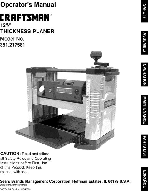 Craftsman User Manual Planer Manuals And Guides L