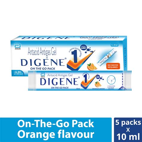 Digene On The Go Pack Orange Flavour Antacid Antigas Gel 5x10 Ml Price