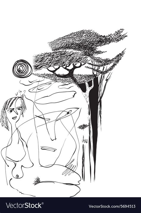 Art Of Line Naked Woman Royalty Free Vector Image