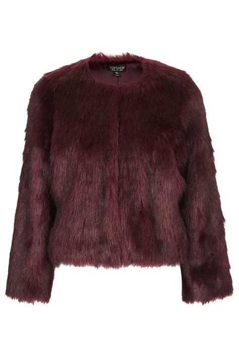 Burgundy Faux Fur Coat Topshop Faux Fur Cropped Jacket Fur Fashion