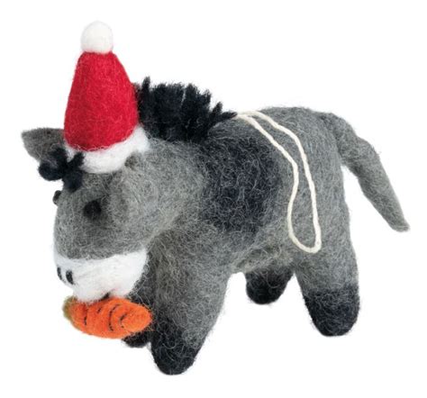 Felt Donkey Eating Carrot Decoration The Donkey Sanctuary Shop