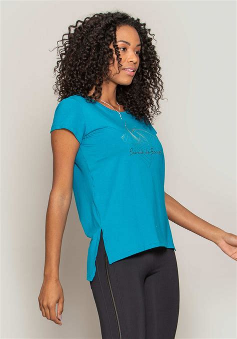 Blusa Alongada Azul Prata Run More