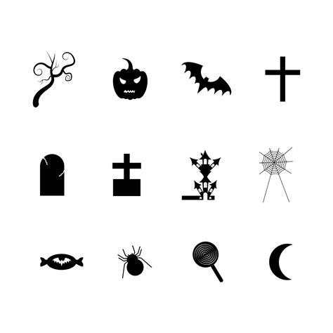 Halloween icons, vector set in white background. You can change colors ...