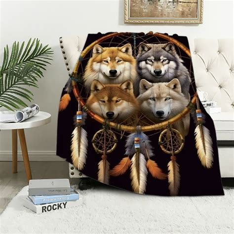 Eastsmooth Wolf Dream Catcher Blanket Wolves Dreamcatcher Blanket