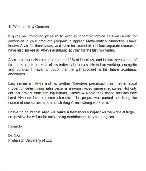 38 Sample Letters Of Recommendation For Graduate School Sample Templates