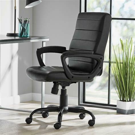 Mainstays Bonded Leather Mid Back Managers Office Chair Black