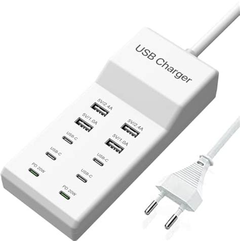 USB C Ladegerät 160W GaN 6 Port Mehrfach Ladestation Schnellladegerät