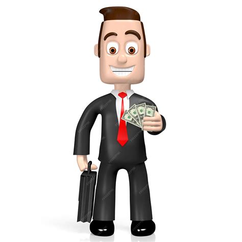 Premium Photo Cartoon Businessman Holding One Dollar Bills 3d