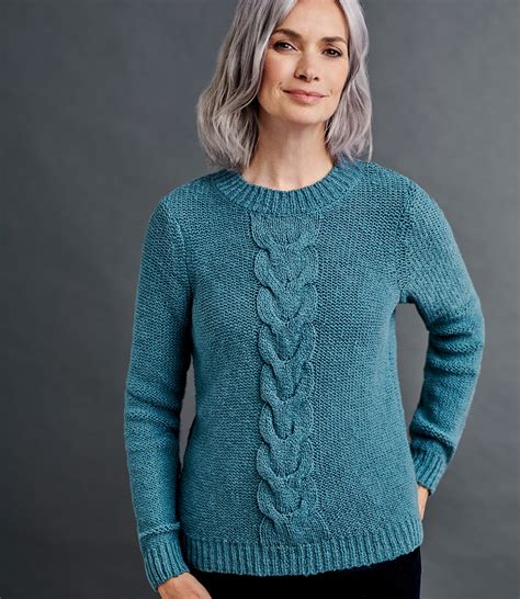 Teal Blue Womens Cotton Cable Detail Sweater Woolovers Us